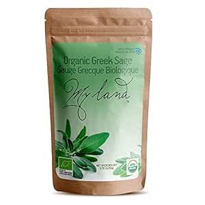 My Land Organic Greek Sage, Hand Picked From Mount Olympus, Traditionally Dried And Cut Leaves, Packaged In A Resealable Bag With A Fresh Aroma And Taste (50g - 1.76oz)