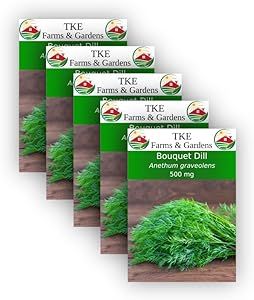 TKE Farms - Bouquet Dill Seeds for Planting, 500 mg, Anethum graveolens, Qty 5