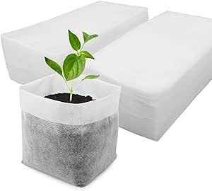 ENPOINT Seedling Nursery Bags, 100pcs 9 x 9 in Non Woven Fabric Nursery Seedling Grow Pouch, Garden Thickened Plant Grow Bags, Planting Flower Seed Starter Bags for High Seedling Survival Rate