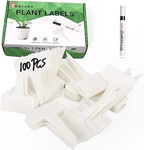 100 PCS Plastic Plant Labels, Premium Garden Tags, Waterproof Greenhouse Markers, Vegetable Seeds for Gardening Outdoors Signs, Supplies for Florist Planting Indoor, with Bonus a Pen.