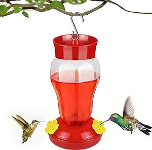 Hummingbird Feeder, Outdoors Hanging Fluid Flower Bird Feeder Ant and Bee Proof with 3 Nectar Feeding Stations, Leak-Proof Humming Birds Feeder for Backyard Patio Garden