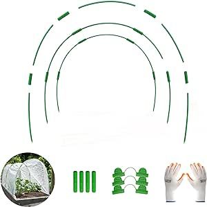 15Pcs Greenhouse Hoops for Raised Garden Beds 4ft Wide Grow Tunnel Up to 3 Set Fiberglass Support Hoops Frame Garden Stakes for Row Cover/Netting/Plants