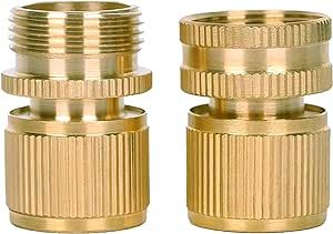 QHHVAIT 2Pcs 3/4" Brass Quick Connector Metal Faucet Water Adapter for Shower Tube Garden Yard Watering Equipment