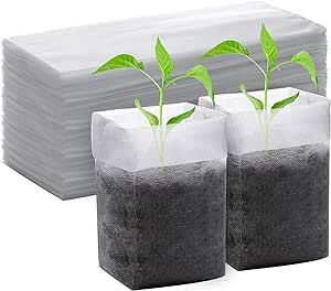 GREANER Nursery Growing Bags - 7.8x10.2 inches, 100PCS Non-Woven Biodegradable Plant Nursery Bags, Seed Starting Pots Pouches for Vegetables, Flowers, Fruits, Trees, Home Garden Supply
