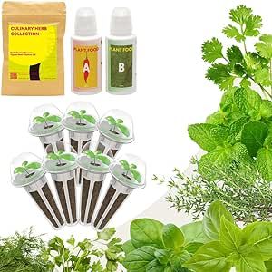 Herb Seed Starter Pod Kit for 5 Pods inbloom and Mufga Hydroponics Garden, with 7 Grow Sponge & 7 Grow Basket & AB Pland Food, 7 Type of Seed, 7-Pods (350+ Seeds Included Basil and so on)