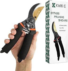 Bypass Pruning Shears, Pruning Shears for Gardening, Garden Scissors with Anti-Slip Grips and Safety Lock, Branch Cutter and Tree Pruner - KWIK-E