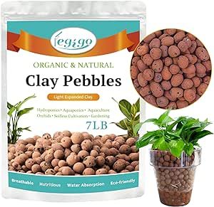 Legigo 7 LBS Organic Expanded Clay Pebbles, 4mm -16mm Light Expanded Clay Aggregate, Natural Clay Pebbles for Hydroponic & Aquaponics Growing, Orchid Potting Mix, Dutch Buckets, Drainage