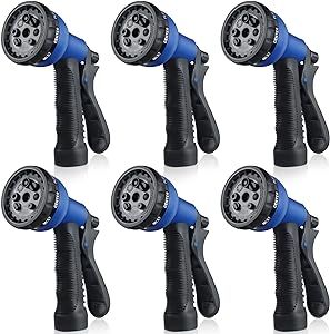 6 Pieces Garden Hose Nozzle Sprayer ABS Water Hose Spray Nozzle Garden Sprayer Hose Hand Sprayer for Hose Water Hose Nozzle for Watering Plants Lawn Garden Cleaning Showering Pets Washing Cars Blue