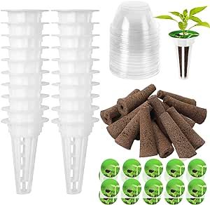 Garden Seed Pods,DECYOOL 48pcs Hydroponic Pods Kit:Grow Anything Kit with 12 Grow Baskets,12 Grow Sponges, 12 Pod Labels,12 Grow Domes
