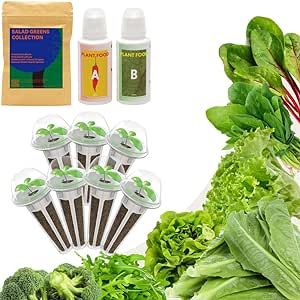 Heirloom Salad Greens Seed Starter Pod Kit for 5 Pods inbloom Hydroponics Garden, with Grow Sponge & Grow Basket & AB Pland Food, 7 Type of Seed, 7-Pods (350+ Seeds)