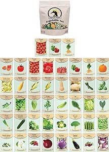 Set of 43 Assorted Vegetable & Herb Seed Packets - Over 10,000 Seeds! - Includes Mylar Storage Bag - Deluxe Garden Heirloom Seeds - 100% Non-GMO