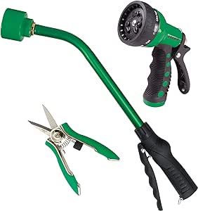 Dramm 50034 Watering and Tool Set in Green Includes 16-Inch Touch 'N Flow Pro Rain Wand, 9-Pattern Revolver Spray Gun, and Compact Shear