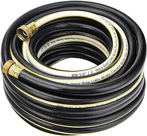 6699 Garden Hose 5/8” ID x 50ft Length No leak, Lightweight Replacement Water Pipe with 3/4” Male & Female Solid Brass Fittings for Garden, Yard, Farm and Ranch