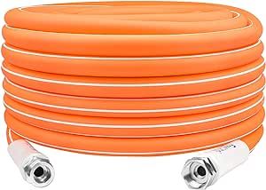 Fevone Garden Hose 75 ft, Drinking Water Safe, Flexible and Lightweight - Kink Free, Easy to Coil, 3/4" Solid Aluminum Fittings - No Leak, 5/8" ID, Heavy Duty Water Hose