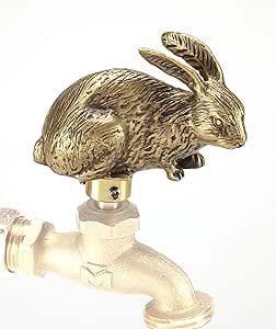 Festive Faucets - Rabbit Decorative Outdoor Faucet Handle with Patented Universal Adapter - Brass - Faucet not Included