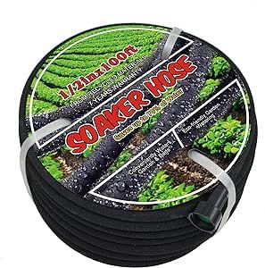 1/2inch 100ft Leakproof Lightweight Garden Soaker Hose| Heavy Duty Water Hose Perfect for Garden, Vegetable, Lawn, and Plants| 100 FT Soaker Hose