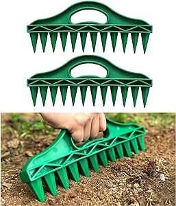 MTOEZKAE Planting Tools Sow Dibbler with 12 Holes, Seed Spacing Tool for Garden, Plant Seed Soil Digger for Fast Seeding, Waterproof, Durable PP Material(2 Pack,Green)
