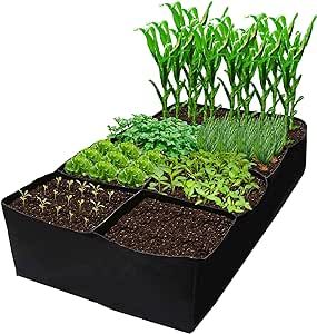 CJGQ Fabric Raised Garden Bed 6x3x1ft Garden Grow Bed Bags for Growing Herbs, Flowers and Vegetables 128 Gallon