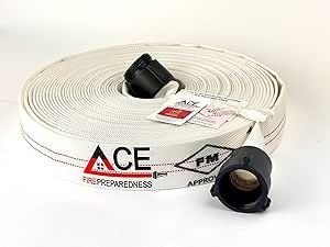 Fire hose, Firehose, 75' attack hose FM approved single jacket lay flat attack TPU liner PYRO-LITE aluminum couplings