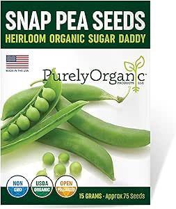 Purely Organic Products Purely Organic Heirloom Snap Pea Seeds (Sugar Daddy) - Approx 90 Seeds