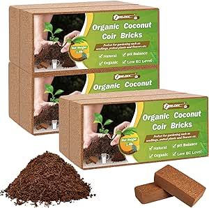 ZeeDix 6 Pcs Premium Coconut Coir Compressed Coco Coir 100% Organic Coco Coir Brick Coconut Coir Bricks with Low EC and pH Balance for Plants Gardening Herbs