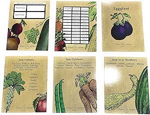 1 Set of 23 Vintage Garden Design Divider Cards for Organizing Seed Packets 5.5" Tall by 4" Wide