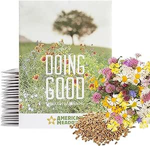 American Meadows Wildflower Seed Packets ''Doing Good Through Gardening'' Favors (Pack of 20) - Pollinator Wildflower Seed Mix to Attract Hummingbirds, Bees, and Butterflies, for Any Occasion