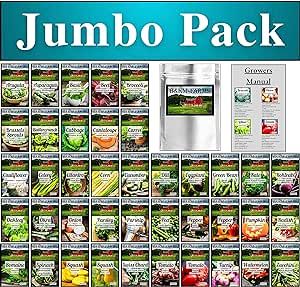 40 Vegetable & Fruit Seeds for Planting Your Outdoor & Indoor Home Seed Garden, Survival Gear Kit Includes 43,600 Seeds A Growing Guide & Mylar Package Gardening Heirloom Non-GMO Veggie Seed B&KM Farm