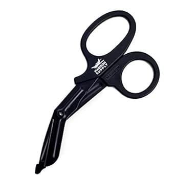 Madison Supply Medical Scissors for Nurses, EMT & Trauma Shears - 7.5" Premium Quality Stainless Steel Bandage Scissors - Fluoride-Coated w/Non-Stick Blades, 1pk (Black)
