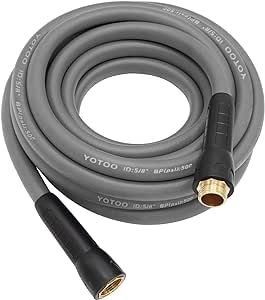 YOTOO Heavy Duty Hybrid Garden Water Hose 5/8-Inch by 25-Feet 150 PSI Kink Resistant, Flexible with Swivel Grip Handle and 3/4" GHT Solid Brass Fittings, Gray