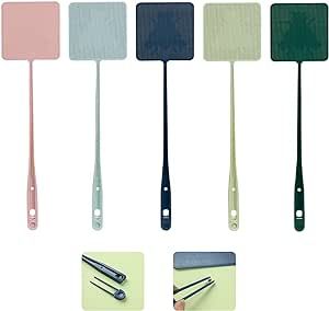 BAMFY 5 Pcs Fly Swatter Manual for Indoor, Outdoor Long Handle Fly Swatters with Tweezers for Flies, Bees, Mosquitoes, Wasps, Insects, Garden Supplies