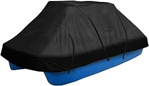 Pond Boat Cover,8-10.2ft Molded Pond Boat Cover,600D Marine Grade Heavy Duty Waterproof UV Resistant Pond Boat Storage Cover with Drawstring and Buckle Belt,Black