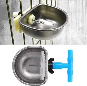 Omabeta 5Pcs Stainless Steel Automatic Rabbit Drinker Nipple Drinking Bowl Waterer Farm Accessory Rabbit Water Bowl Rabbit Waterer for Home Garden Farm (Small Stainless Steel one-Piece