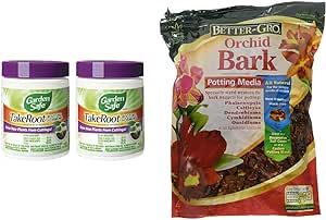 Garden Safe Brand TakeRoot Rooting Hormone, Helps New Plants Grow from Cuttings, 2 Ounces, 2 Pack & Sun Bulb Company Inc 50180 Better GRO 4-Quart Orchid Bark, Brown
