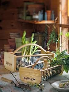 Gardeners Supply Company Garden Hod Harvest Basket | Versatile Gardening Fruits & Vegetables Gathering Basket | Natural Smooth Pine - Maple Frame & Coated Mesh | Easy to use - 16"L x 9"W x 7"H - Small