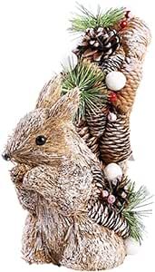 Straw Standing Squirrel Easter Decorations Party Supplies Home Garden Squirrel Ornament Easter Theme Party Supplies Animal Lover Gift Office Accessory Squirrel Art Realistic Miniature Wildlife