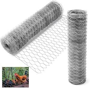 Homaisson Chicken Wire, 49ft x 16in Chicken Wire Fencing Mesh for Poultry Netting, Anti-Rust Galvanized Chicken Wire Hexagonal Mesh for Chicken Coops Rabbit Rodent Cage, Protect Garden Plants