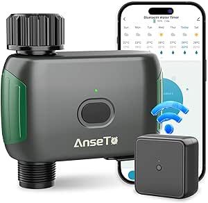 AnseTo Sprinkler Timer WiFi Water Timer for Garden/Lawn,Irrigation Hose Timer with WiFi Hub Remote Control Irrigation System Compatible with Alexa and Google Home with Two Irrigation Modes/Rain Delay