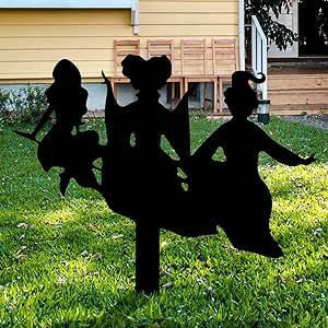 Nitakou Witch Halloween Decorations Outdoor Hocus Pocus Garden Metal Stakes Decor, Halloween Silhouette Party Yard Signs with Stakes,Trick or Treat Party Supplies for Kids Home Party