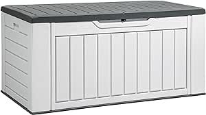 DWVO XL 160 Gallon Large Deck Box, Waterproof Outdoor Storage Box for Patio Furniture Cushions, Garden Tools and Pool Supplies,Weather Resistant Resin, Lockable, Light Grey